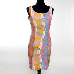 Rabbit Designs Colorful Retro Rayon Pencil Dress - Size 8